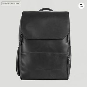 Altas Supply Co. Minimalist Black Ink Top-Grain Leather Backpack